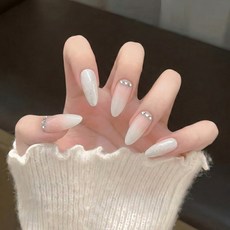 수제 프랑스식 고양이 눈 네일 팁 일상 통근 데이트 휴가에 필수 아이템, 1개, 하얀 연인,M사이즈,10P