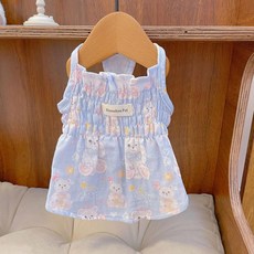 애완 동물 옷 강아지 고양이 봄 귀여운 만화 면화 홈 부모자식 의류 테디 베어 꽃 드레스 냉각 조끼, 색상: 4. 1 / 크기: B. XXS