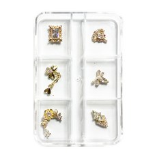 고급 골드 크리스탈 믹스 네일파츠 세트 네일아트 스톤 네일재료 젤네일파츠, 1개, 고급 골드 큐빅 믹스 네일파츠 세트