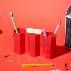 에이온티 디자인 옥타곤 오거나이저 오브제 디자인 연필꽂이, 레드, 1개