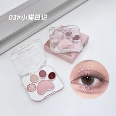 Kakashow 貓爪肉球眼影盤 珠光啞光 粉質細膩 韓系顯色 臥蠶腮紅一體盤 色彩柔和大地色, 1個, 03#小貓日記