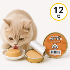 이루앙 고양이 노묘 습식사료 간식 미니캔, 12개, 30g, 닭+오리
