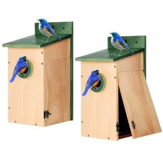 2팩 12인치 야외 나무 포식자 가드 새 둥지 상자 안전한 래치 통풍구가 있는 투명 뷰 패널 블루버드 렌 스왈로우 핀치를 위한