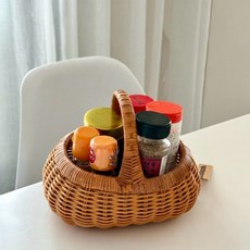 【DecoDazzle】印尼手工藤編提籃 雜物籃 野餐籃 擺飾收納籃 鄉村風居家 自然風 手提 籐藝家飾, 1個