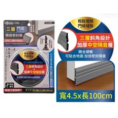 minono 米諾諾 三層門底隔音密封條 底部三層斜角設計 加厚中空隔音層, 1個