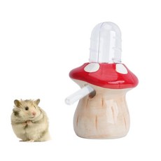 PENCK 햄스터 물병 반려동물 음료 디스펜서 버섯 세라믹 스탠드 포함 햄스터 기니피그 및 작은 동물용 - 케이지 사용을 위한 누출 방지 블루 60ml 147830, 레드