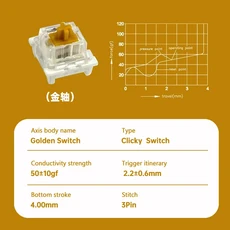기계식 키보드용 3핀 선형 촉각 클릭키 무소음 스위치 회색 흰색 빨간색 파란색 게이밍 아웃테뮤, 02 110PCS, 01 Clicky Golden