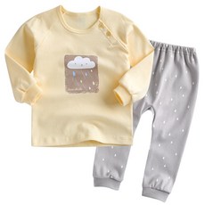 그린베베 영아용 봄가을 용 구름비 양면 내의