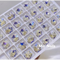 冰晶雪花 尖底異型鑽 K9 雪花鑽 美甲水晶鑽 造型鑽, 1個, 藍雪光 - 10顆