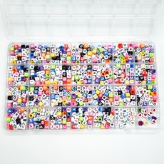 [알파벳비즈세트 이니셜비즈세트 비즈세트] 알파벳비즈 이니셜비즈 원형비즈 사각비즈 큐브비즈 혼합비즈세트 비즈세트, 원형+큐브-컬러믹스