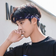 頭巾 運動頭帶 吸汗頭帶 腰果圖案, 1個, 深藍色  腰果頭巾, 深藍色