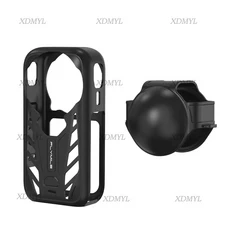 실리콘 케이스 커버 + Insta360 X6용 렌즈 캡 긁힘 방지 바디 보호 슬리브 소프트 스킨 쉘 카메라 액세서리, 1개, 01 black