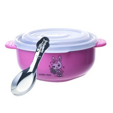 王樣 韓式卡通碗(小) 特價品 不鏽鋼碗 幼兒園餐碗, 1個, 桃紅