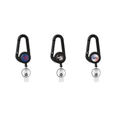 [1+1+1] 카라비너 키링 핀온릴 사원증 릴홀더 목걸이, 3개, 매트 블랙