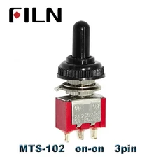 5pcs 6A 120VAC 미니 2 위치 ON MTS-102 토글 3 OFF (방수 자동차 포함), 01 5Pcs, 07 MTS-102 Red, 01 With Waterproof Cap, 1개