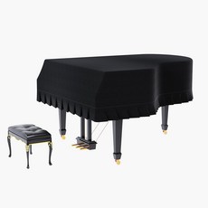 그랜드 피아노 커버 벨벳 장식 풀 블랙 천 소 테두리 삼각형 보호구블랙 S - 62.99인치160cm, Black, S-62.9.in,160cm