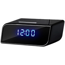 CHICHIAU WIFI 4K 電子鐘造型無線網路夜視偽裝型微型針孔攝影機 CK1 影音記錄器, 黑色