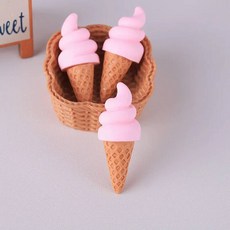 음식 모형 3pcs 미니 아이스크림 콘 디저트 인형 집 Diy 미니어처 놀이 장난감 장식 수지 공예 시뮬레이션 홈, 옵션01) 3pcs, 옵션06) pink