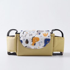 菠蘿布丁 嬰兒車掛包, 卡其+小恐龍(掛袋):如圖