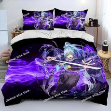 슬라임으로 환생했다 애니메이션 침구 프린트 싱글 이불 커버 베개 성인 사이즈, 11. 4