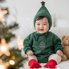 몽실이 크리스마스 기모 바디슈트 모자세트 아동 유아 기모안감 남아 여아 외출복 사진촬영 선물