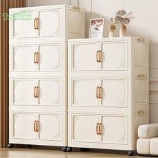 免安裝折疊式收納櫃 家用簡易多層衣櫃 兒童玩具整理櫃 塑料儲物櫃子 五斗櫃 抽屜櫃 置物櫃 櫃子收納櫃 組合收納櫃, 80面寬-奶油白,五層