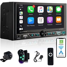 더블 딘 카 스테레오 호환 무선 Apple CarPlayAndroid Auto 6.8인치 터치스크린 블루투스 AMFM 라디오 2X USB모두 2.1A 고속 충전 백업 카메라, 더블 딘 카 스테레오 호환 무선 Apple CarPla