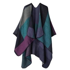 Oulivey 여성용 숄 랩 오버사이즈 오픈 프론트 판초 케이프 스웨터 캐주얼 가을 겨울 카디건 숄 카키 태슬 M 180505, 퍼플