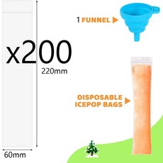 일회용 아이스바 몰드 백 지퍼 밀봉형 냉동 튜브 간식 요거트 스틱 주스 과일 스무디 아이스, 1개, 5. 200Pcs