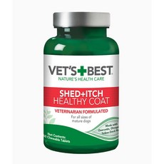 VET'S BEST 狗 掉毛抓癢皮膚保健錠 狗皮膚過敏 狗掉毛 皮膚癢 狗 SHED ITCH, 1個, 50顆 效期2028/10