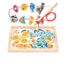 목제 블럭 실꿰기 자석 낚시놀이 교구, 바다 생물, 1개