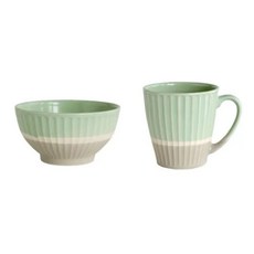 蒔芬選物 日本美濃燒霧面冰淇淋色馬克杯飯碗禮盒組 - 日系餐具, 綠色, 1個