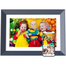 FULLJA 디지털액자 전자액자 10.1인치 디지털 액자 WiFi-포토 프레임 - 16GB 스마트 IPS 터치 스크린 자동 회전 슬라이드쇼 앱 이메일을 통해 휴대폰에서 액자로, 10.1" Blue 32GB