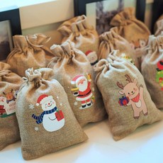 플라이로즈 빈티지 크리스마스 린넨 파우치 구디백 선물 포장