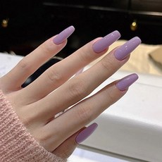 엘씨 원컬러 단색 붙이는 인조손톱 네일팁 코핀 24pcs, 1개, 파스텔바이올렛