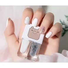 듀얼스타 네일 폴리쉬 세트 무램프 수성 필오프 타입 무취 투명 매니큐어 네일아트, 1개, 46g, D02:화이트 러버