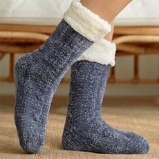 [Allhaving] 도톰한 기모 수면양말 블루 수면덧신