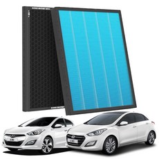 FCP 1+1 PM 0.3 에어컨필터 활성탄 블루 초미세먼지, 2개, i30 GD (11~16) [FCP-11]