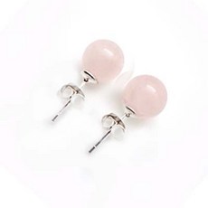 粉晶紫晶東菱玉虎眼圓珠純銀耳釘耳環