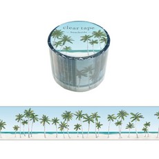 莫莫日貨 MIND WAVE 2022年5月新品 30mm PET透明膠帶 (全6款) 日本進口手帳裝飾膠帶, 1個, 03.海濱