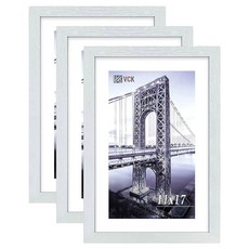 VCK 24x36 솔리드 우드 포스터 프레임 블랙 3팩 액자 및 벽걸이형, White, 11 x 17