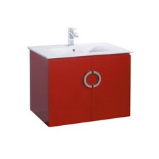亮紅色壁掛式浴室櫃，時尚簡約，節省空間，易於清潔, 紅, 1個