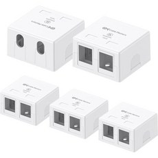 케이블 매터스 UL 흰색 5팩 2포트 키스톤 잭 표면 마운트 박스 출시, 5-Pack