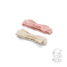 酷咕鴨 KUKU PLUS竹纖羅紋蝴蝶髮帶-2入