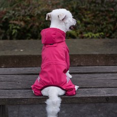 小狗四腳雨衣防水連帽, 寵物衝鋒雨衣 - 玫紅色, 1套