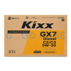 GS칼텍스 킥스 KIXX GX7 디젤 C2 C3 5W30 DPF 디젤 엔진오일, 3개, 6L