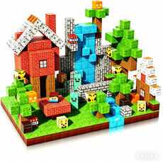 KONUM 크레프트 자석블럭 피규어세트 마그네틱, 1박스, 자석블럭 100개+ 캐릭터10개