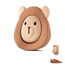 Cuddly Bear 실리콘 도어 스토퍼 - 2-in-1 방풍 및 충돌 방지 | 손상 없는 벗겨짐 및 스틱 어린이/노인/반려동물에게 안전 | 10초 설치, 브라운