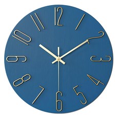 루아즈 인테리어 무소음 원형 아날로그 모던 벽시계 30cm, 블루