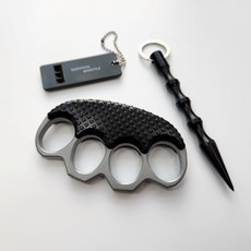 한투스 호신용 금속 너클 무기 여성 호신용품 쿠보탄 Tiger 실버+쿠보탄+휘슬, 1세트